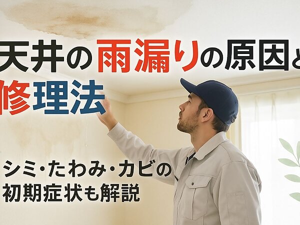 雨漏りが天井に発生する原因と修理法を徹底解説！シミ・たわみ・カビの初期症状から安価まで丸わかりの画像