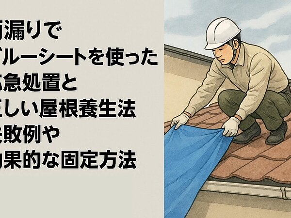 雨漏りでブルーシートを使った応急処置と正しい屋根養生法！失敗例や効果的な固定方法を専門家が解説の画像
