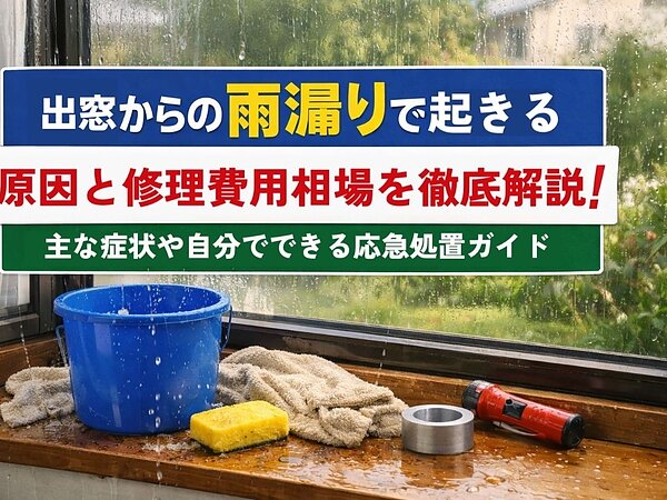 出窓からの雨漏りで起きる原因と修理費用相場を徹底解説！主な症状や自分でできる応急処置ガイドの画像